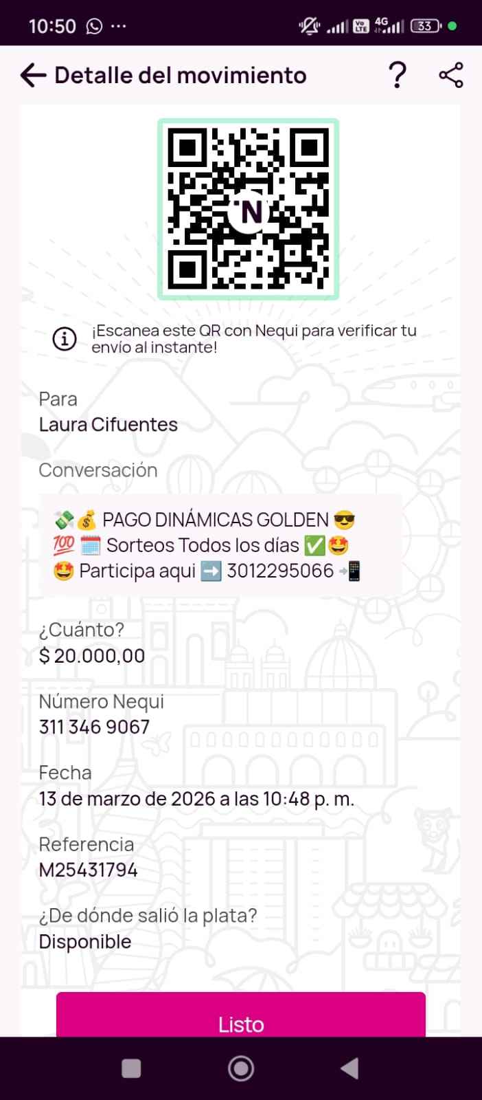 Pago realizado a ganador