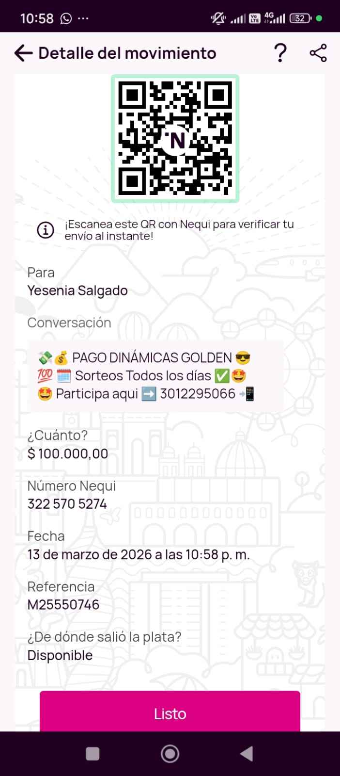 Pago realizado a ganador